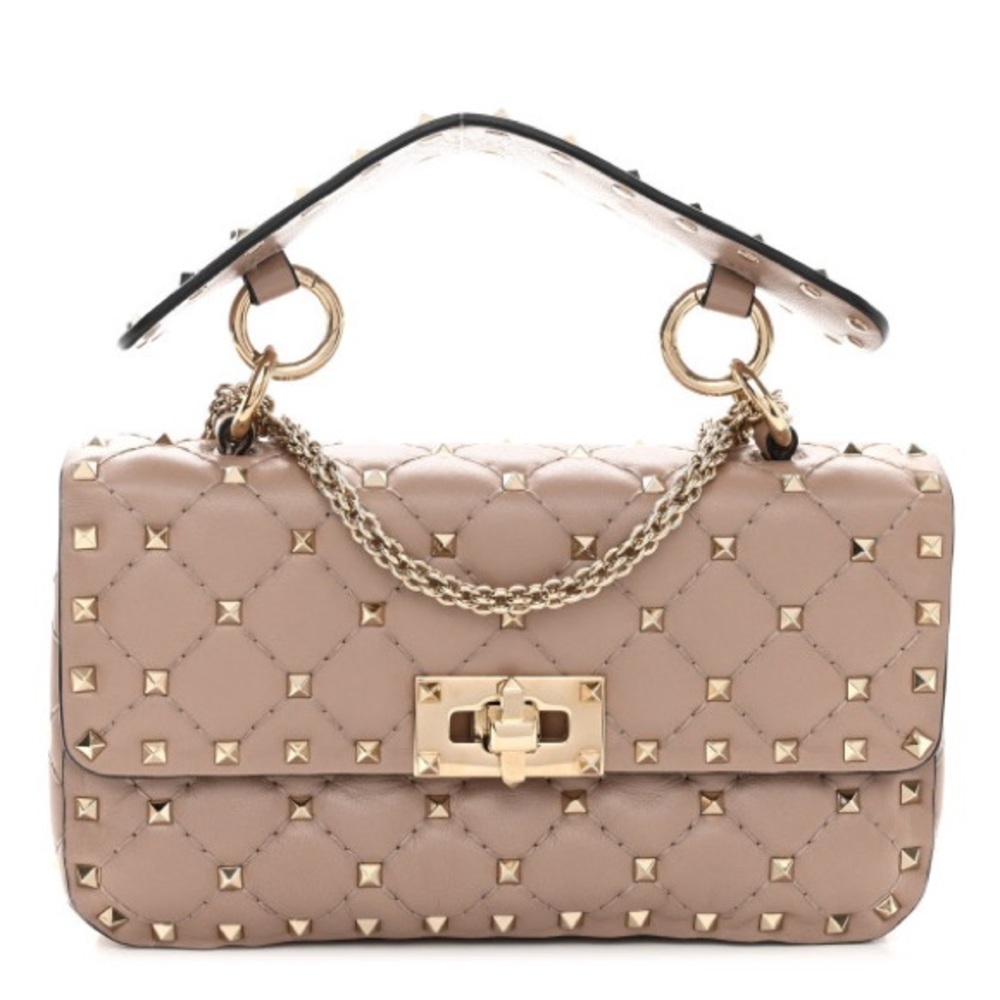 Valentino Garavani Nappa Small Rockstud Spike Shoulder Bag Poudre